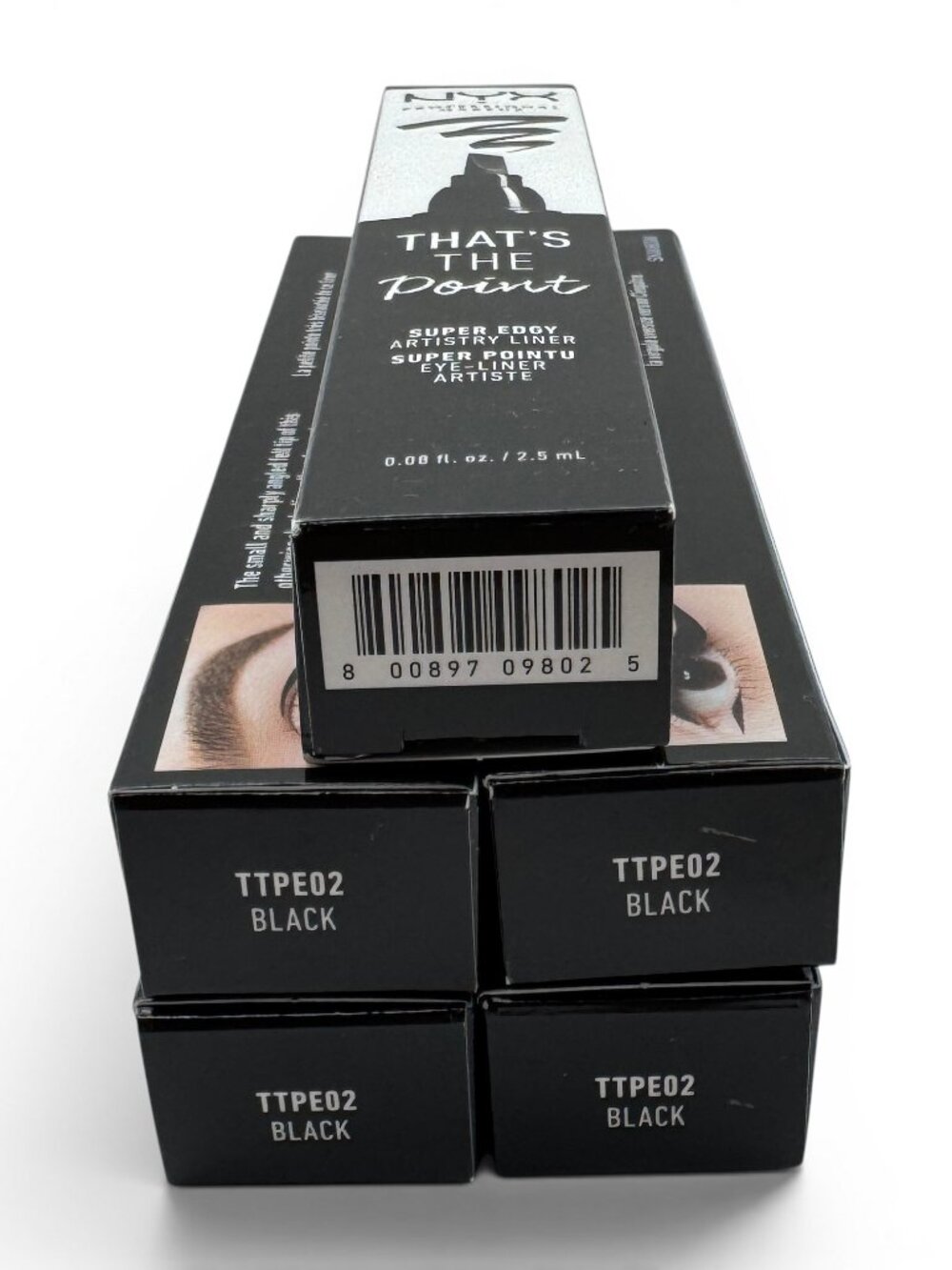 5 Pack NYX Thats The Point Liquid Eyeliner Super Edgy BLACK Satin Matte Felt Tip - Picture 4 of 4